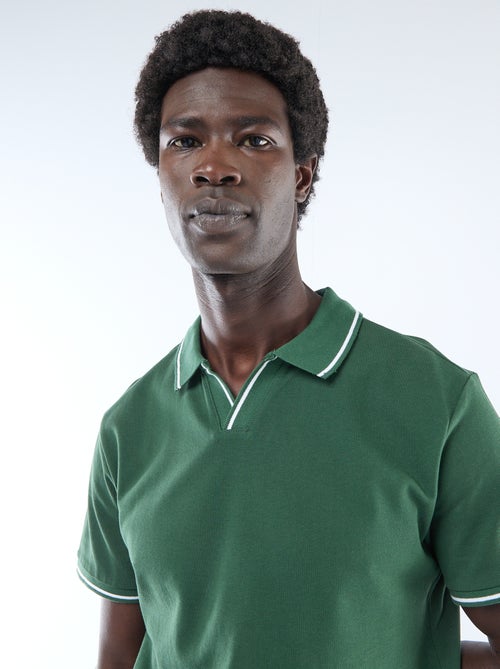 Polo em piqué de algodão de manga curta - Kiabi