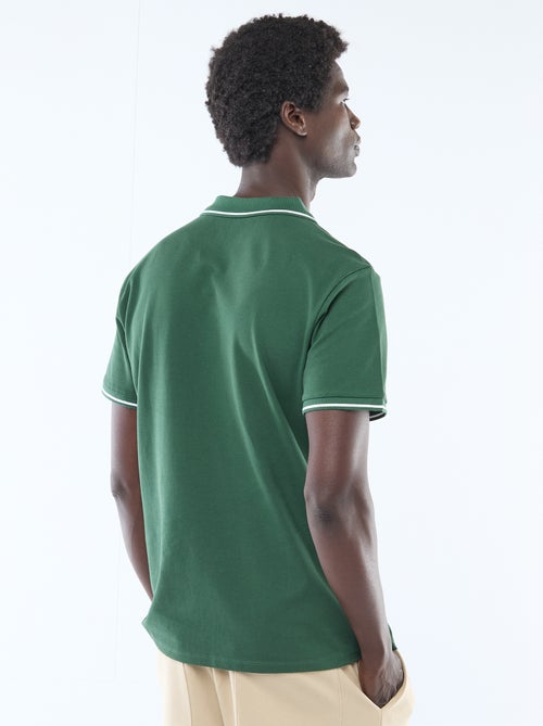 Polo em piqué de algodão de manga curta - Kiabi