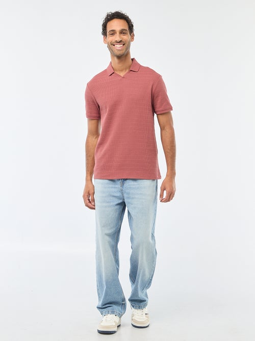 Polo em piqué de algodão de manga curta - Kiabi