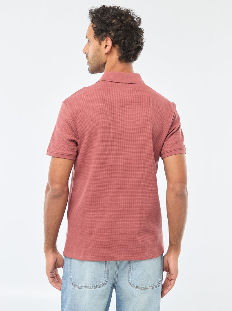 Polo em piqué de algodão de manga curta Vermelho - Kiabi