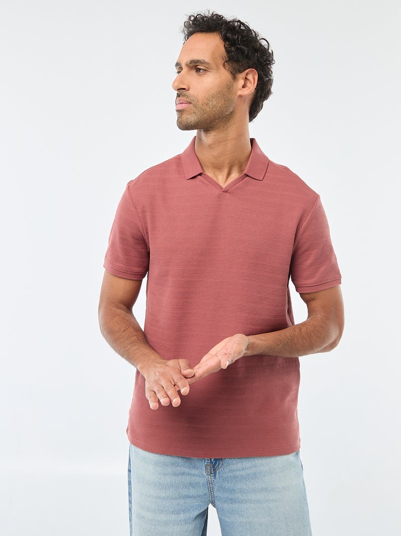 Polo em piqué de algodão de manga curta Vermelho - Kiabi