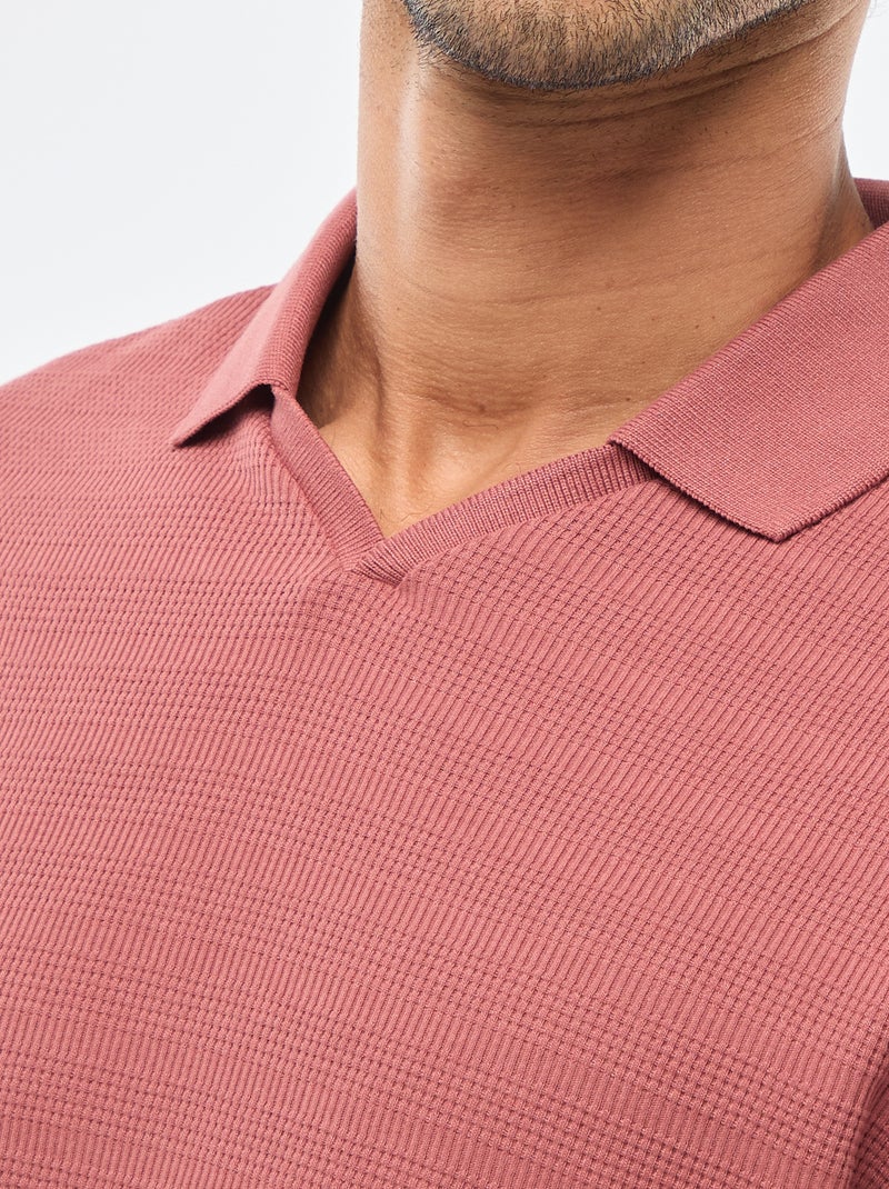 Polo em piqué de algodão de manga curta Vermelho - Kiabi