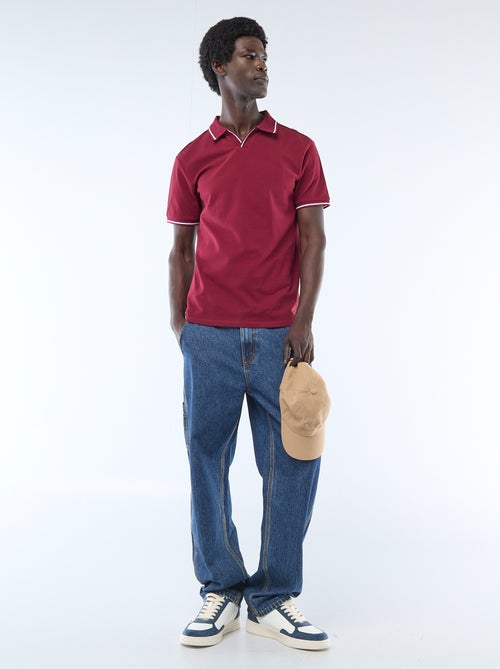 Polo em piqué de algodão de manga curta - Kiabi