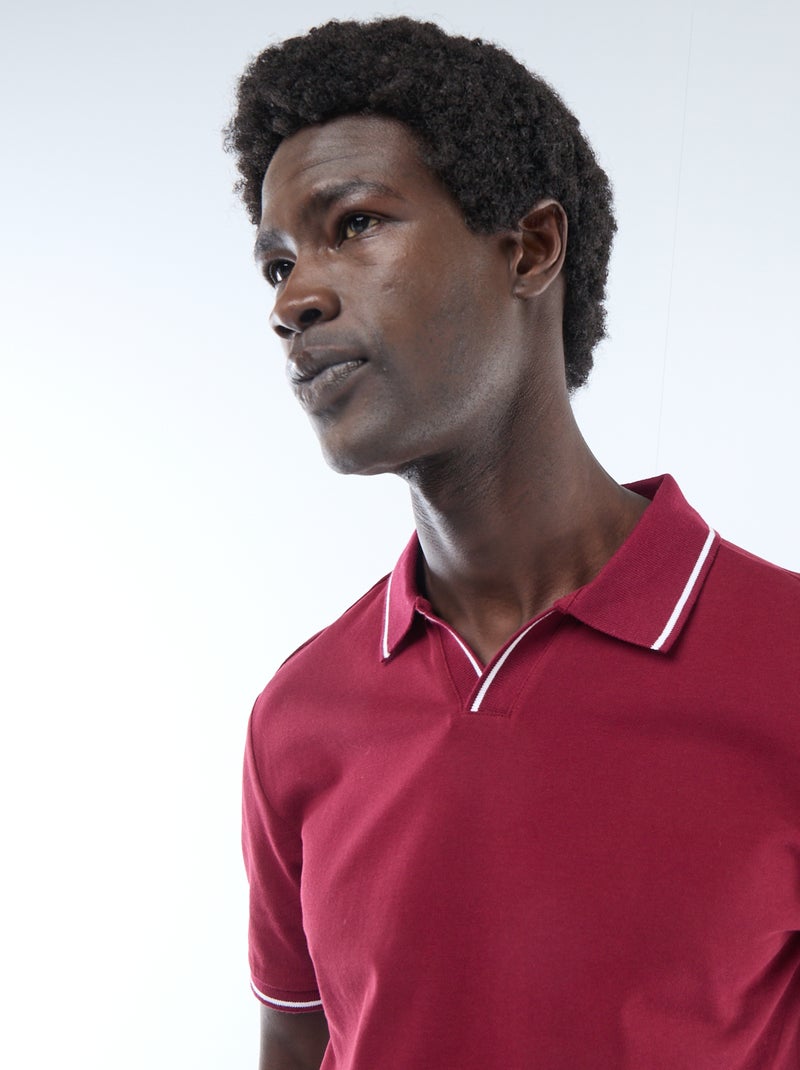 Polo em piqué de algodão de manga curta Vermelho - Kiabi