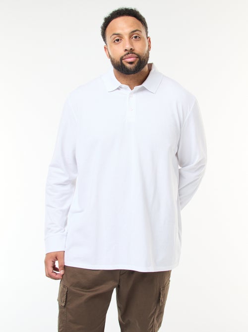 Polo em piqué de algodão de mangas compridas - Kiabi