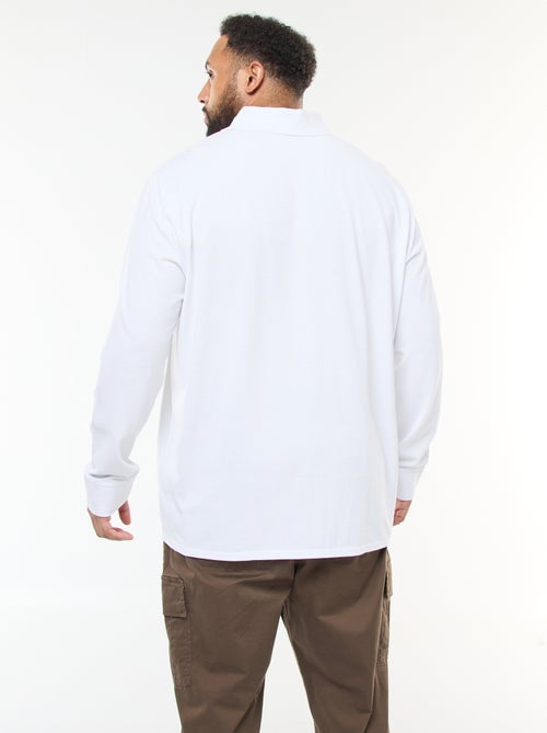 Polo em piqué de algodão de mangas compridas - Kiabi