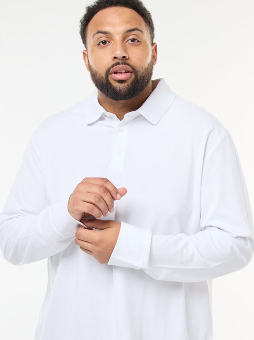 Polo em piqué de algodão de mangas compridas - Kiabi