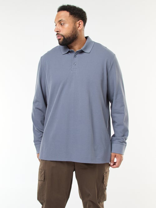 Polo em piqué de algodão de mangas compridas - Kiabi