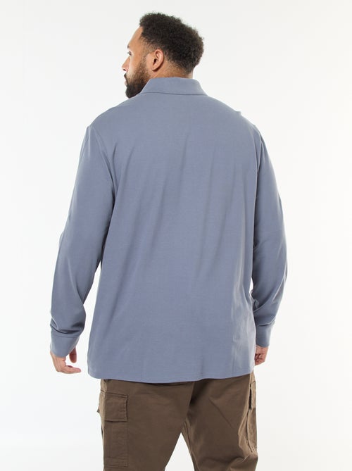 Polo em piqué de algodão de mangas compridas - Kiabi