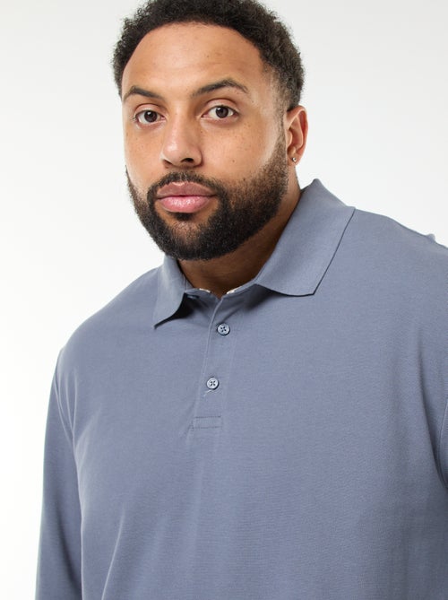 Polo em piqué de algodão de mangas compridas - Kiabi