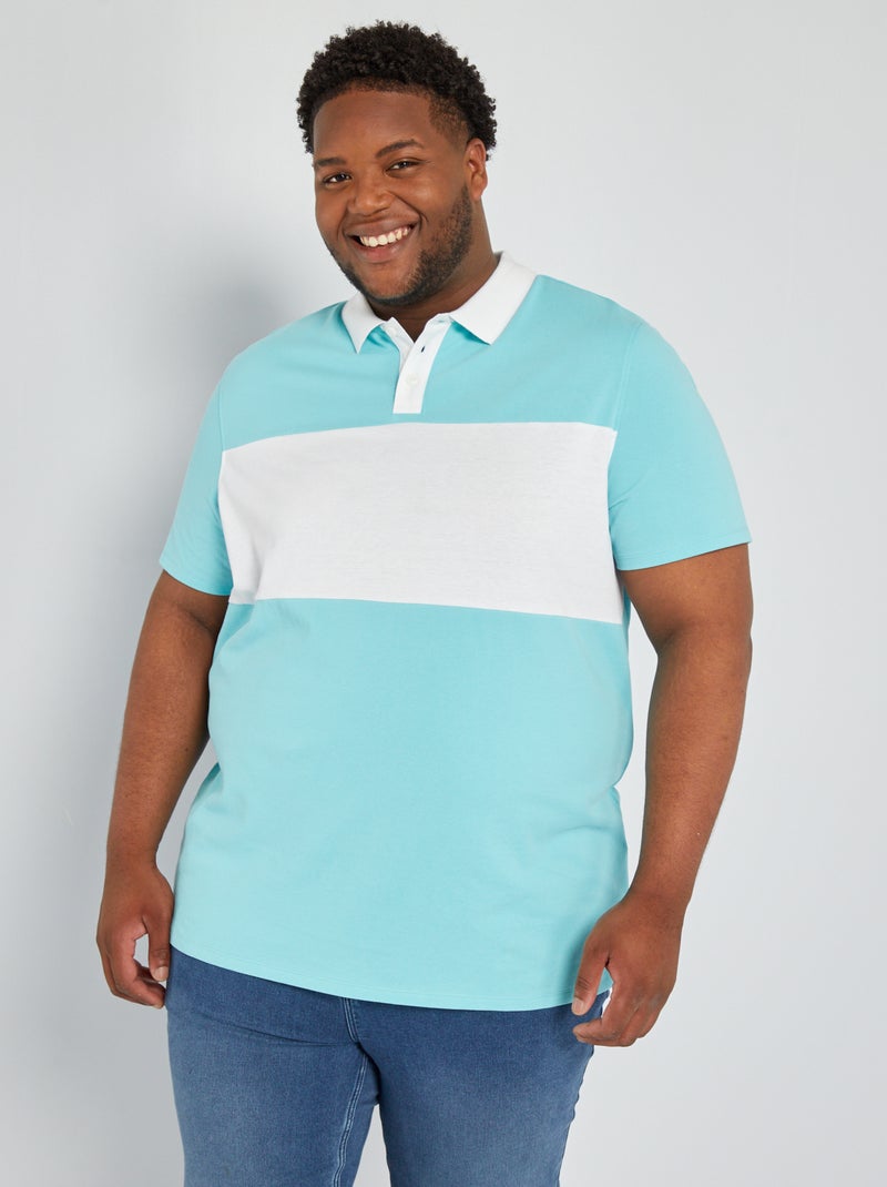 Polo em piqué de algodão elástico AZUL - Kiabi