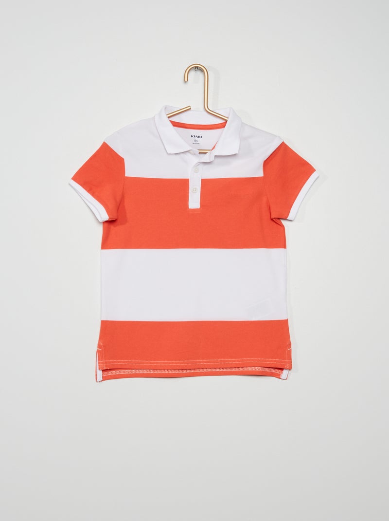 Polo em piqué de algodão LARANJA - Kiabi