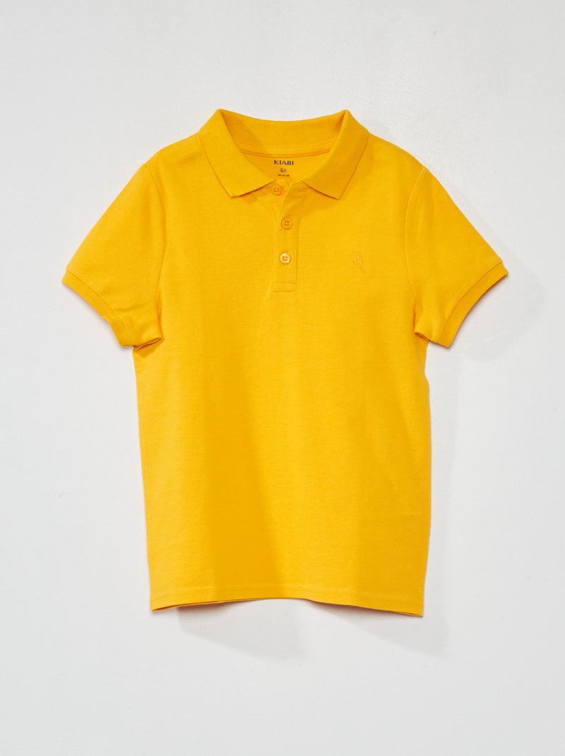Polo em piqué de algodão liso AMARELO - Kiabi