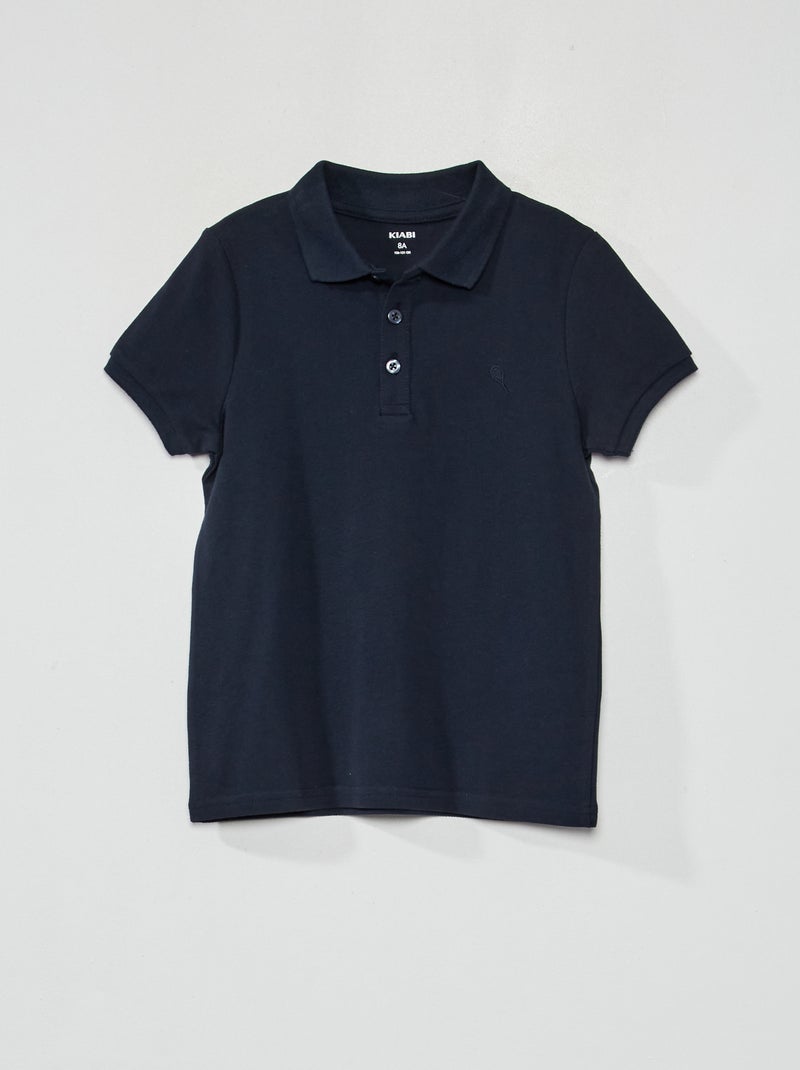 Polo em piqué de algodão liso Azul Marinho - Kiabi
