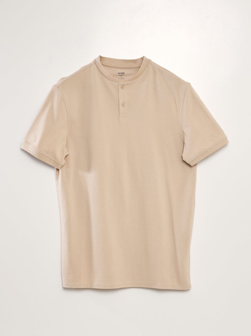 Polo em piqué de algodão liso BEGE - Kiabi