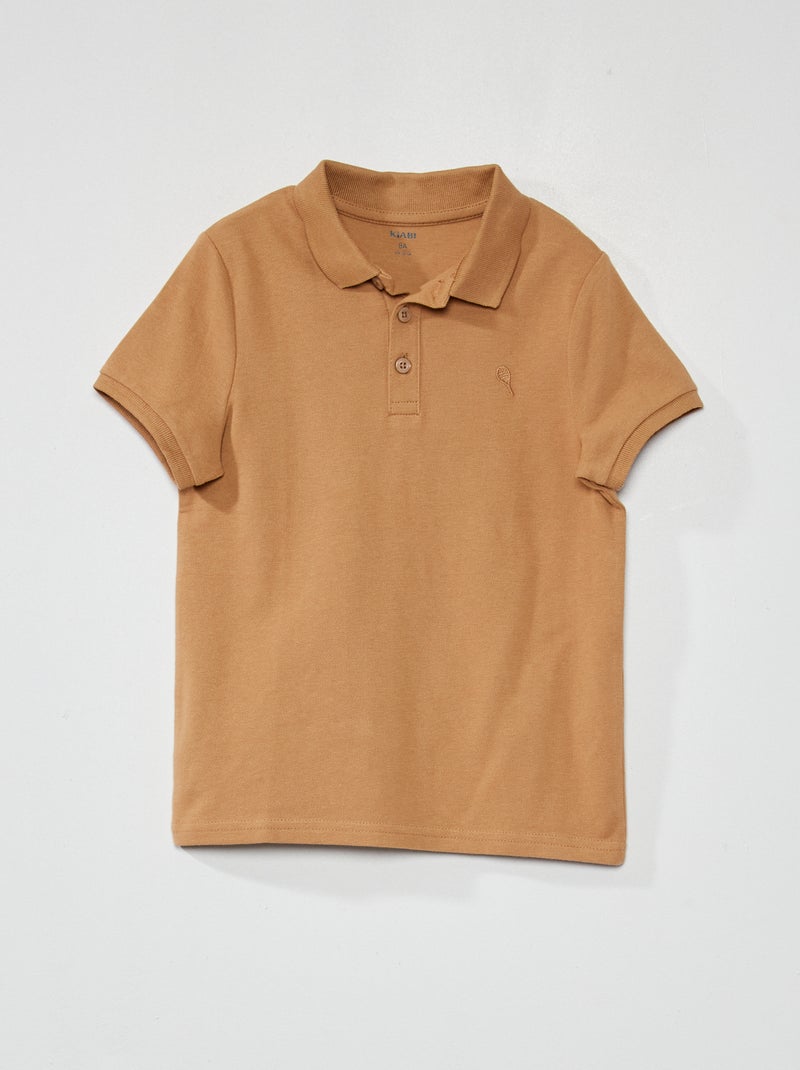 Polo em piqué de algodão liso BEGE - Kiabi
