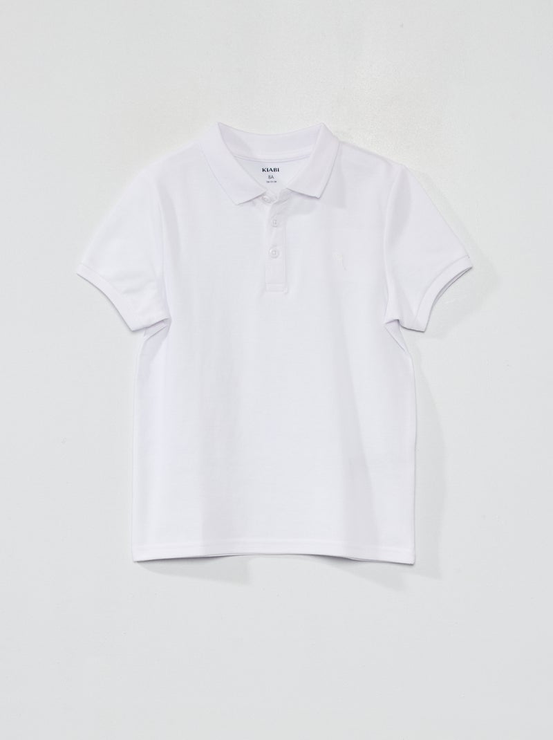 Polo em piqué de algodão liso Branco - Kiabi