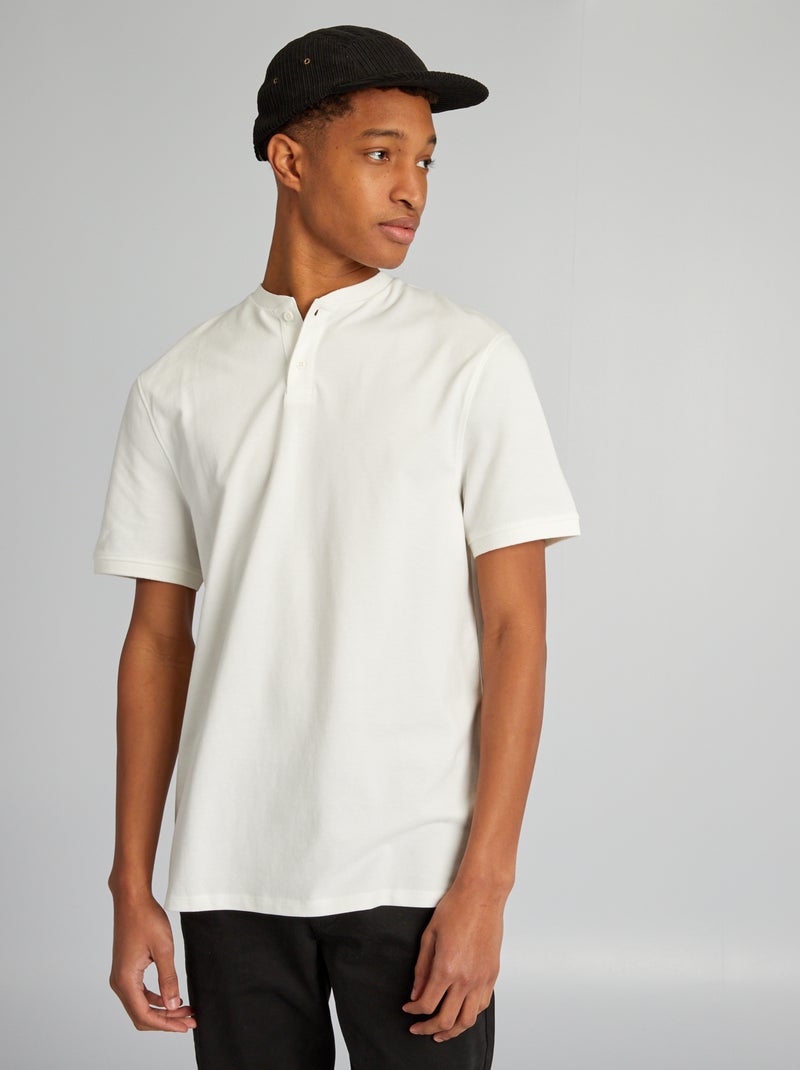Polo em piqué de algodão liso (+ de 1,90 m) Branco - Kiabi