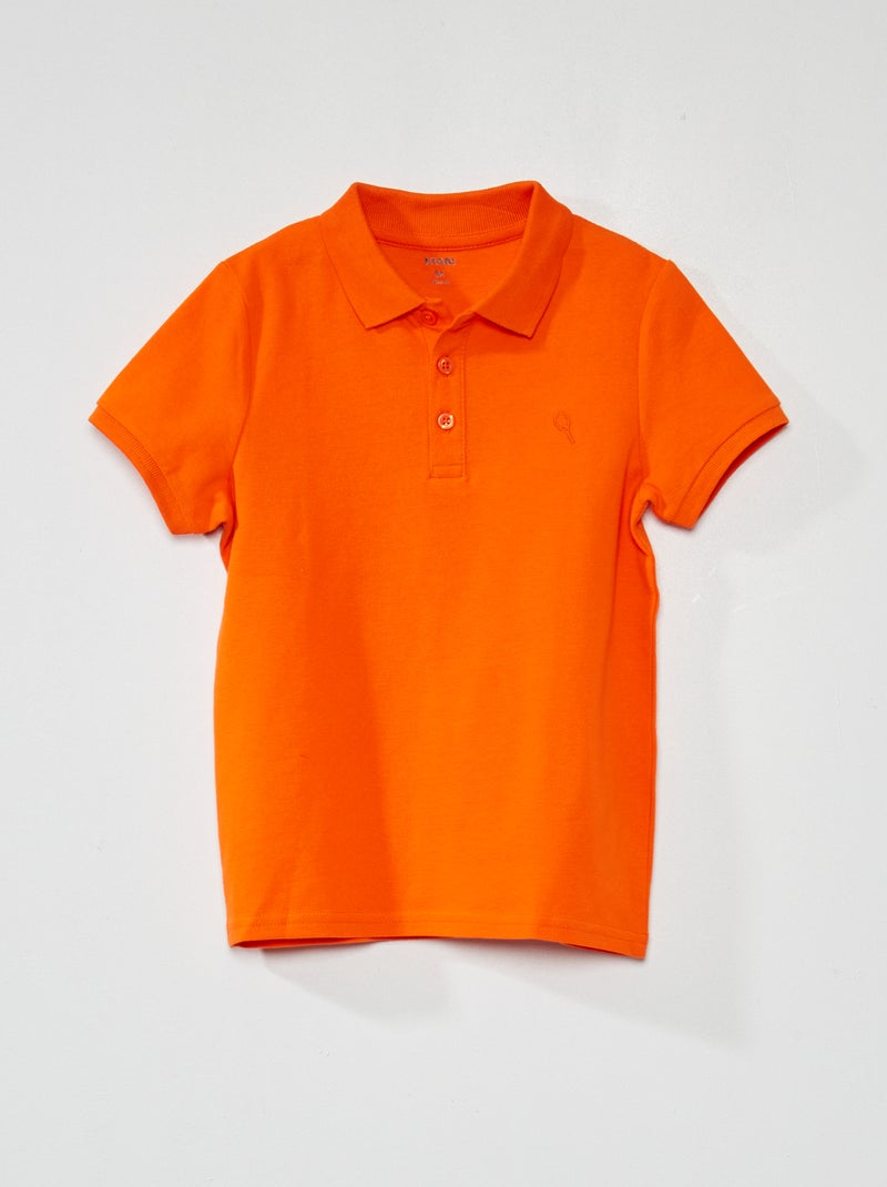 Polo em piqué de algodão liso LARANJA - Kiabi