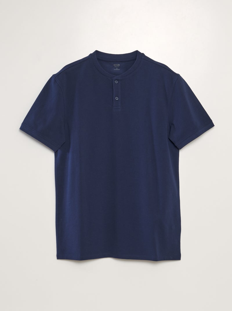 Polo em piqué de algodão liso PRETO - Kiabi