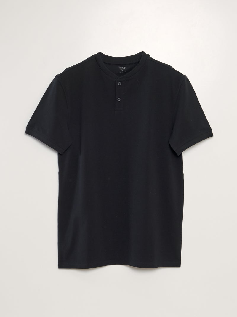 Polo em piqué de algodão liso Preto - Kiabi