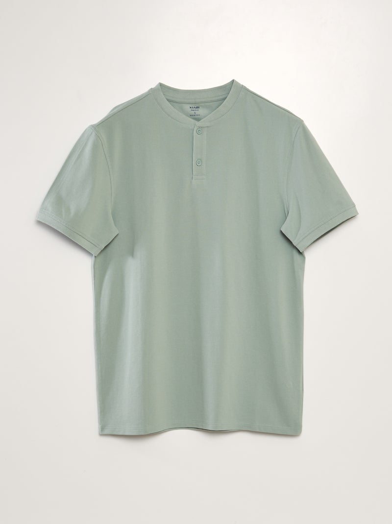 Polo em piqué de algodão liso VERDE - Kiabi