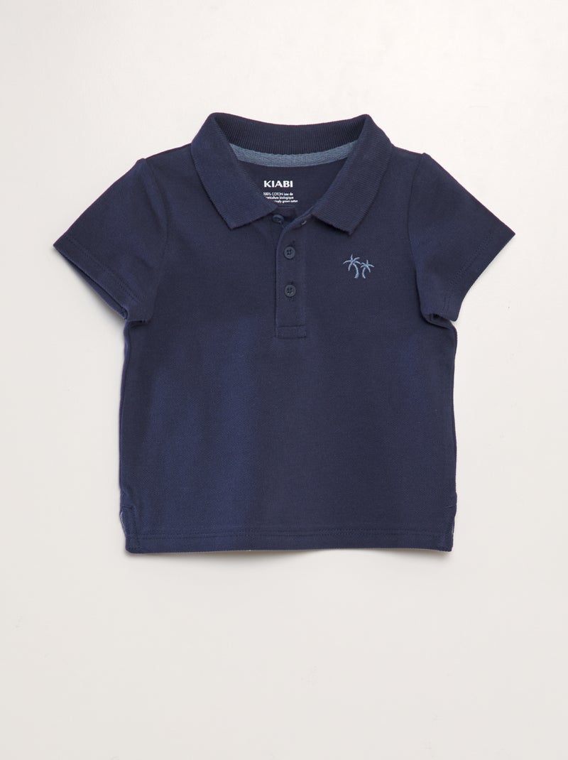 Polo em piqué de algodão 'palmeira' AZUL-MARINHO - Kiabi
