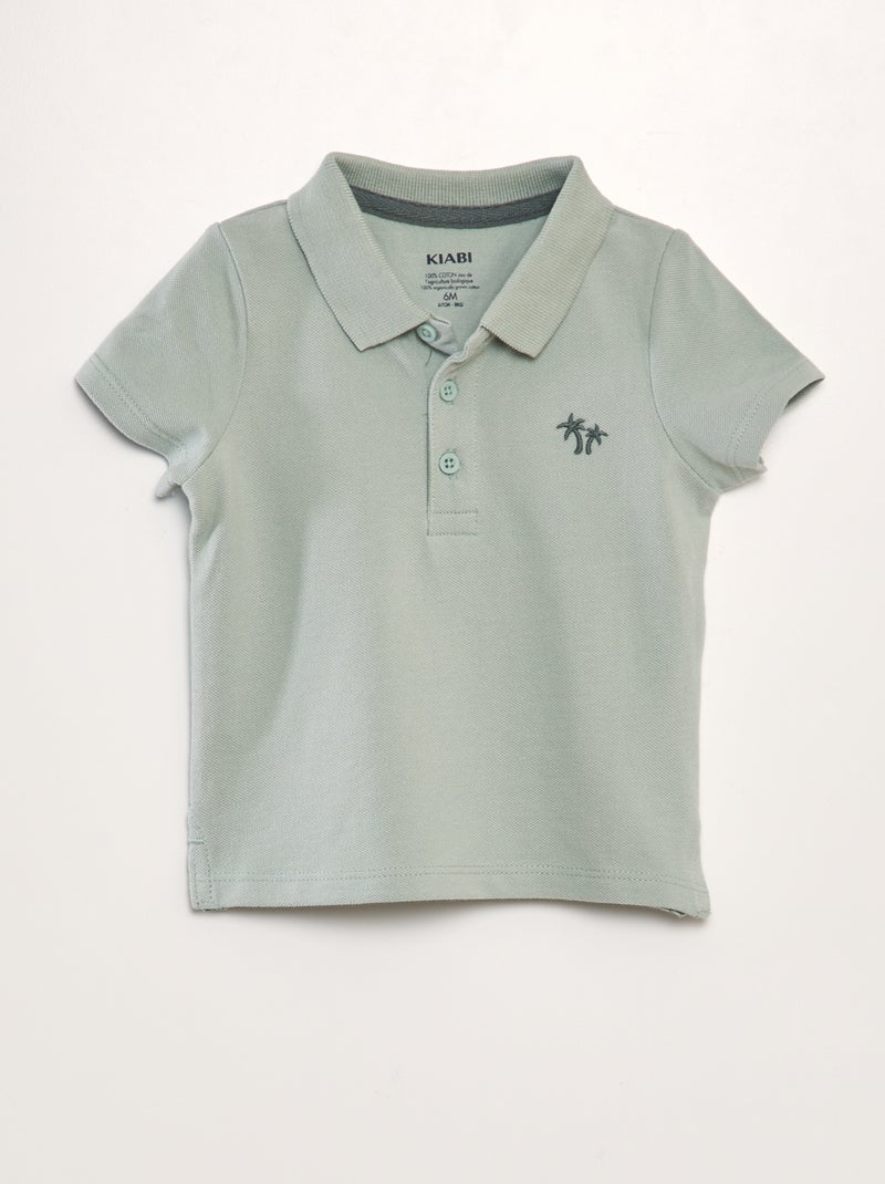 Polo em piqué de algodão 'palmeira' VERDE - Kiabi
