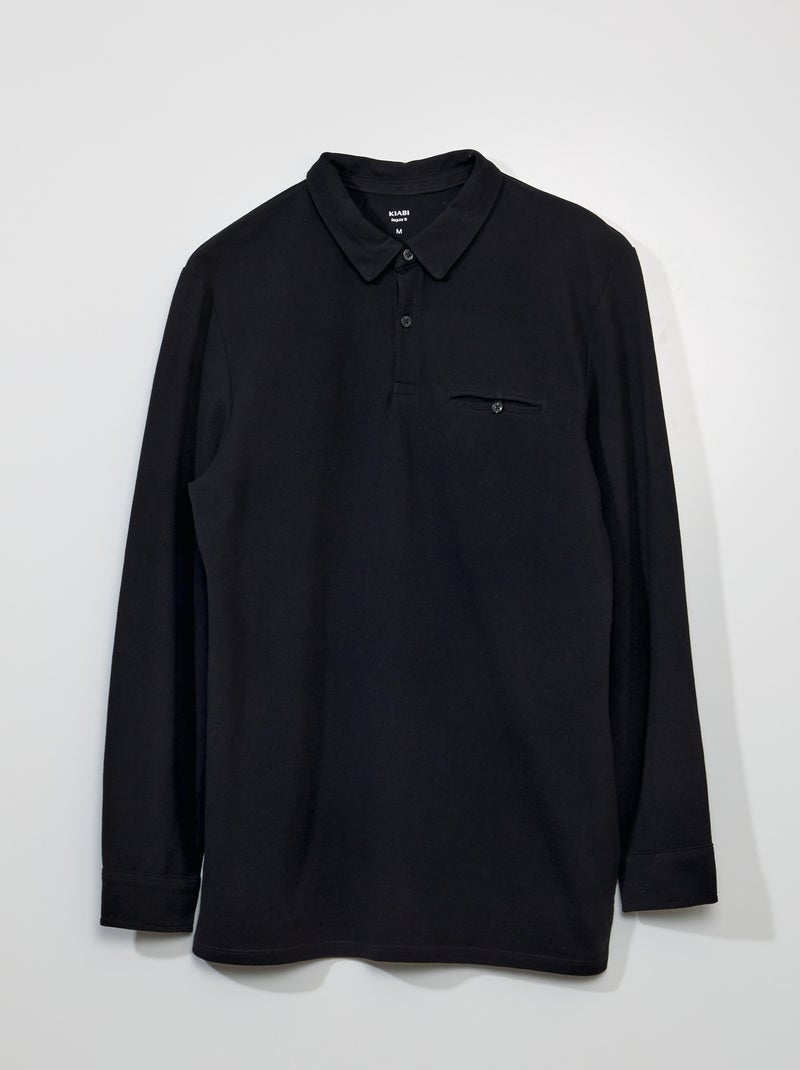 Polo em piqué de algodão Preto - Kiabi