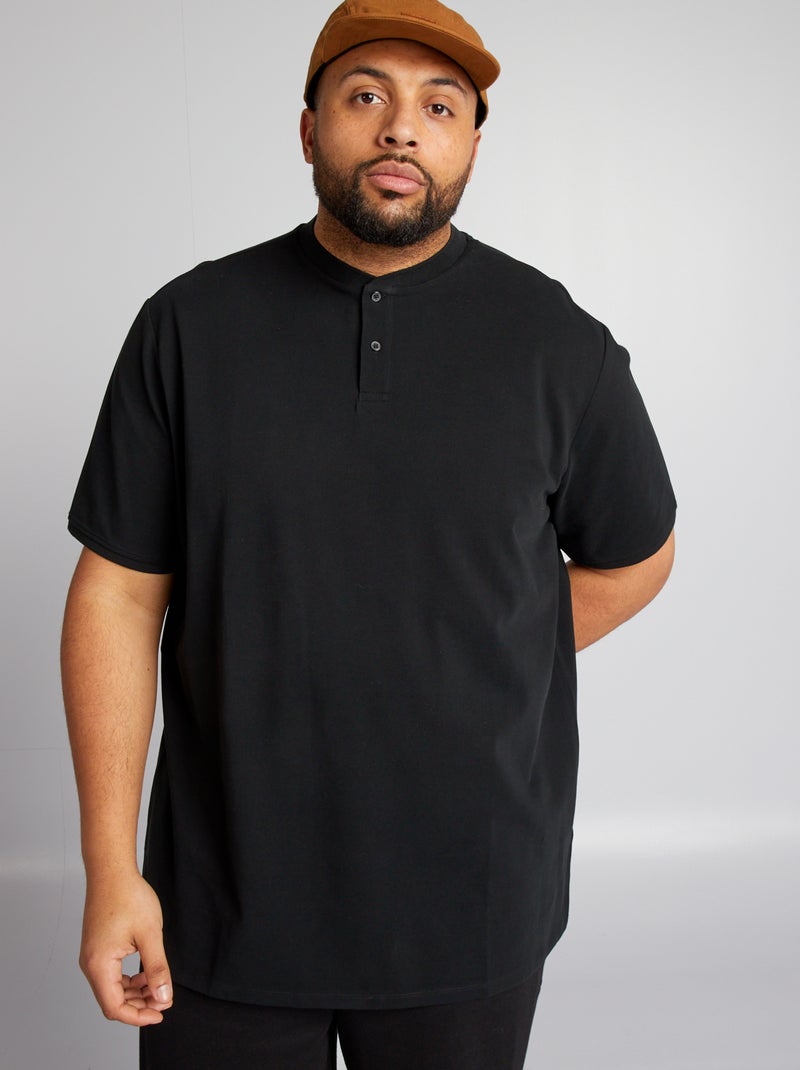 Polo em piqué de algodão Preto - Kiabi