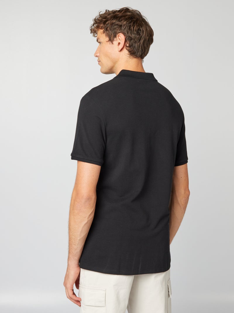 Polo em piqué de algodão Preto - Kiabi