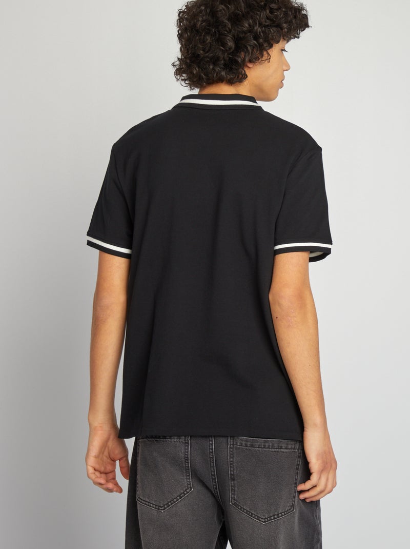 Polo em piqué de algodão Preto - Kiabi