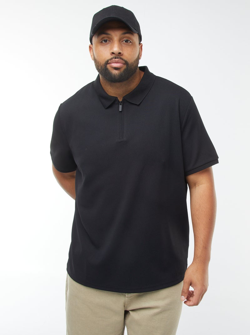 Polo em piqué de algodão Preto - Kiabi