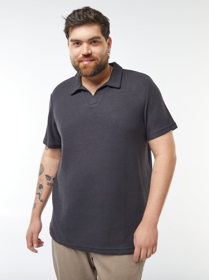 Polo em piqué de algodão Preto - Kiabi