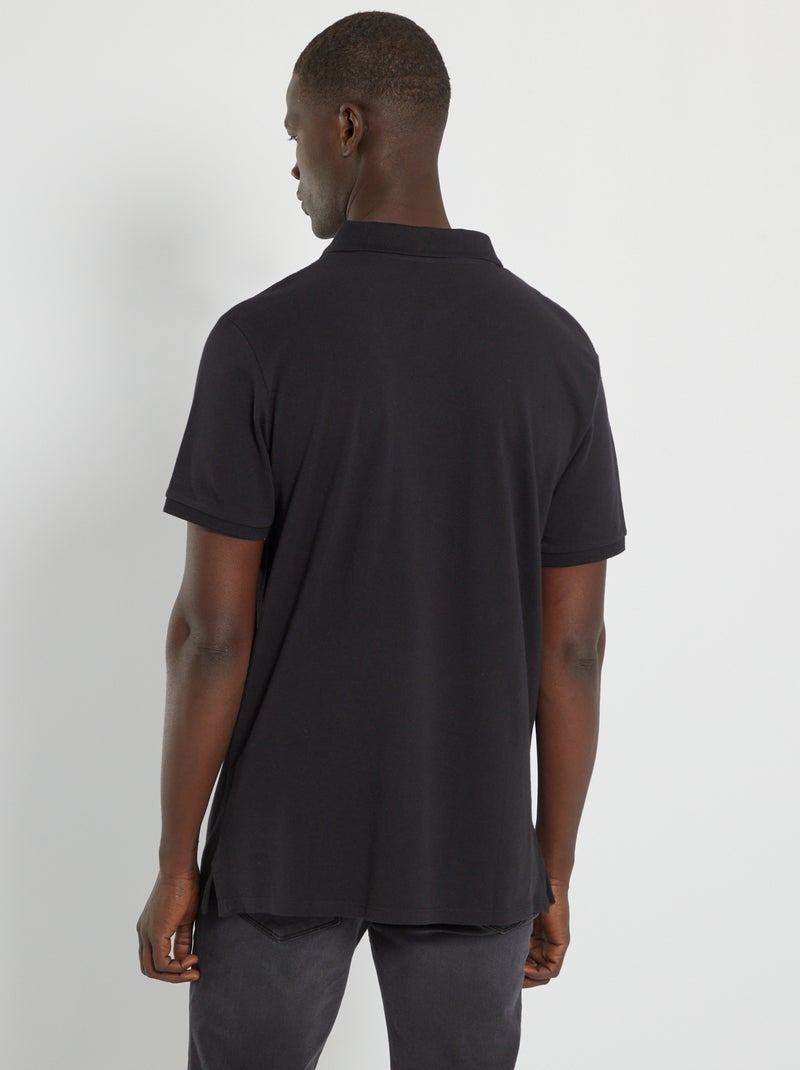 Polo em piqué de algodão Preto - Kiabi