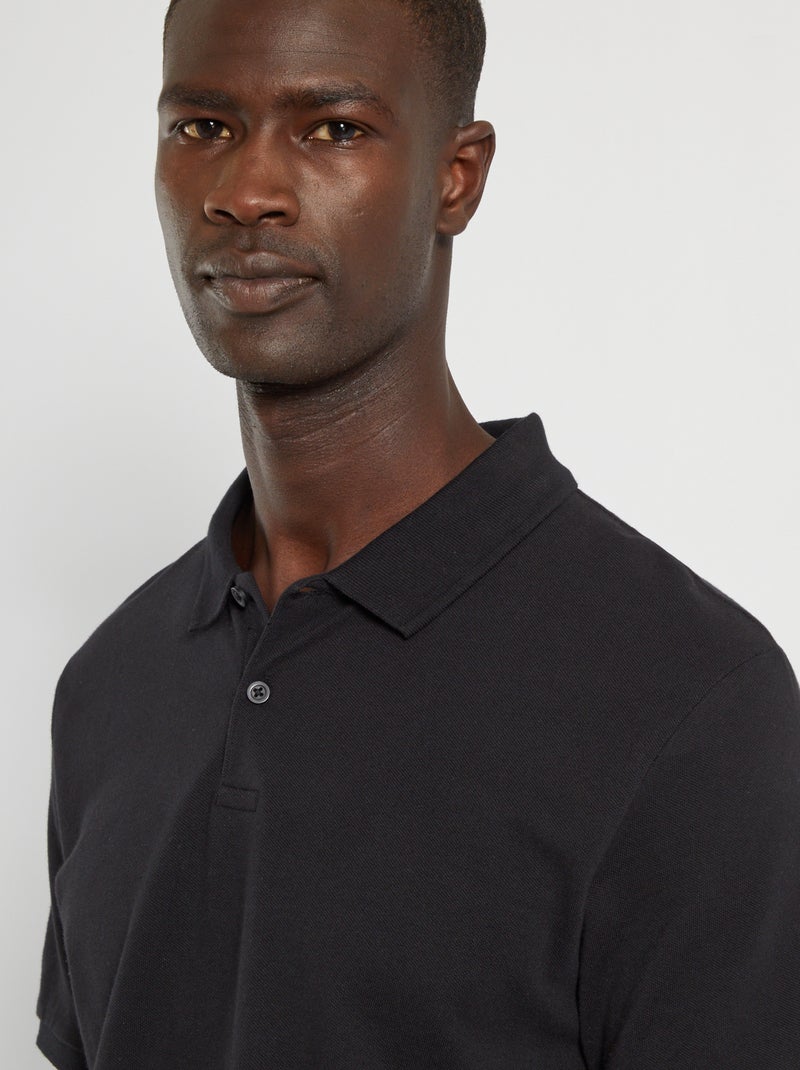 Polo em piqué de algodão Preto - Kiabi