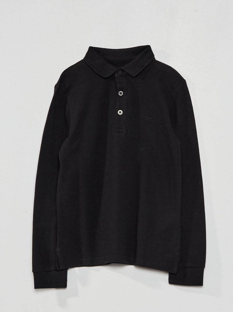 Polo em piqué de algodão Preto - Kiabi