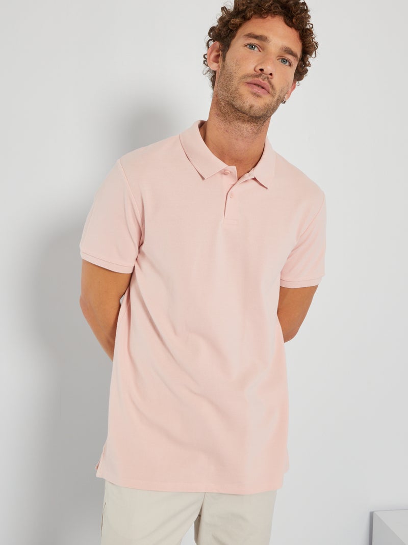 Polo em piqué de algodão Rosa - Kiabi