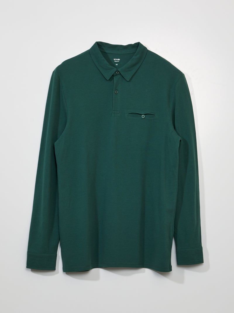 Polo em piqué de algodão Verde - Kiabi