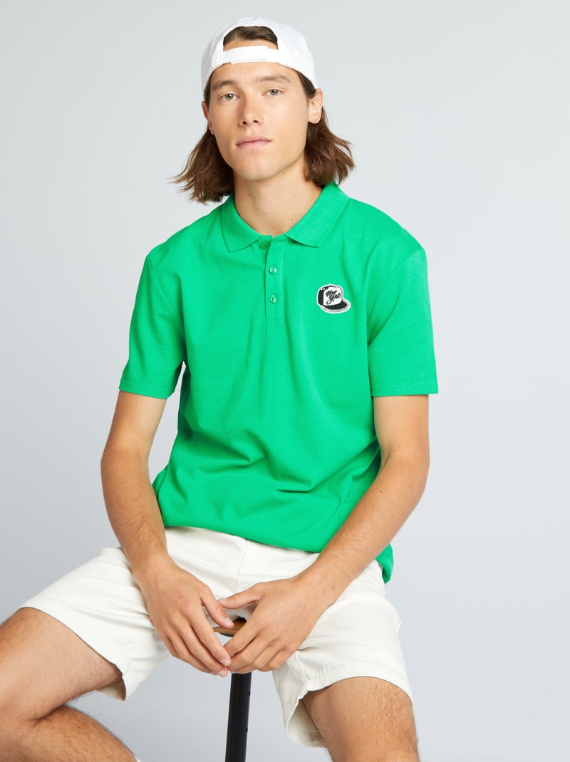Polo em piqué de algodão VERDE - Kiabi