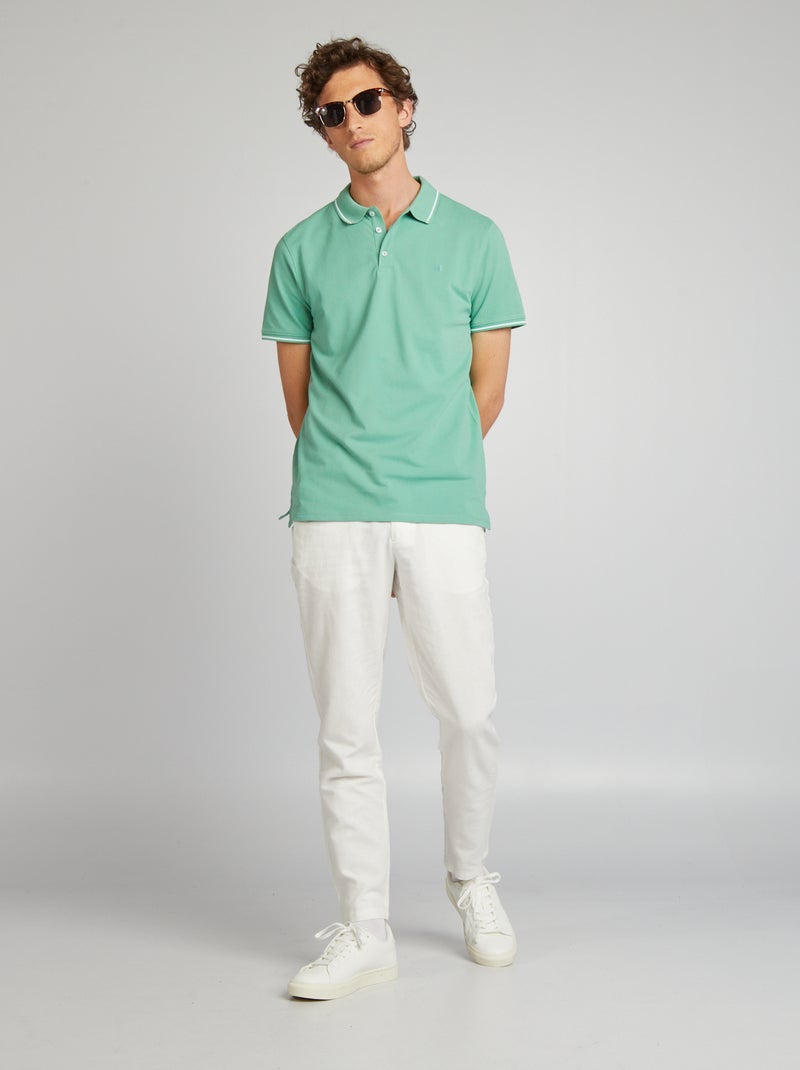 Polo em piqué de algodão VERDE - Kiabi