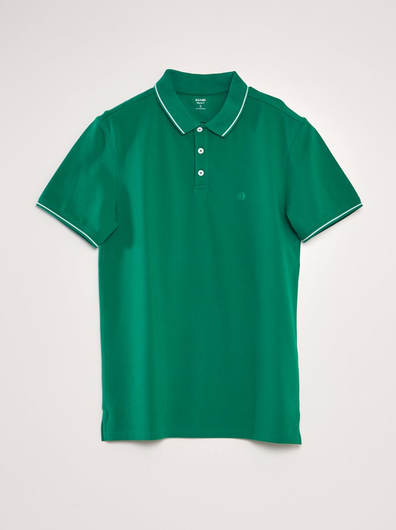 Polo em piqué de algodão VERDE - Kiabi