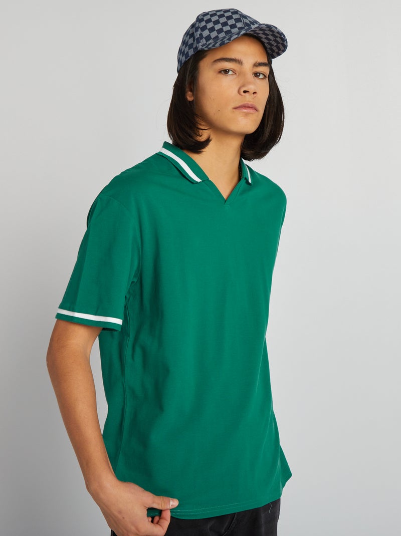 Polo em piqué de algodão VERDE - Kiabi