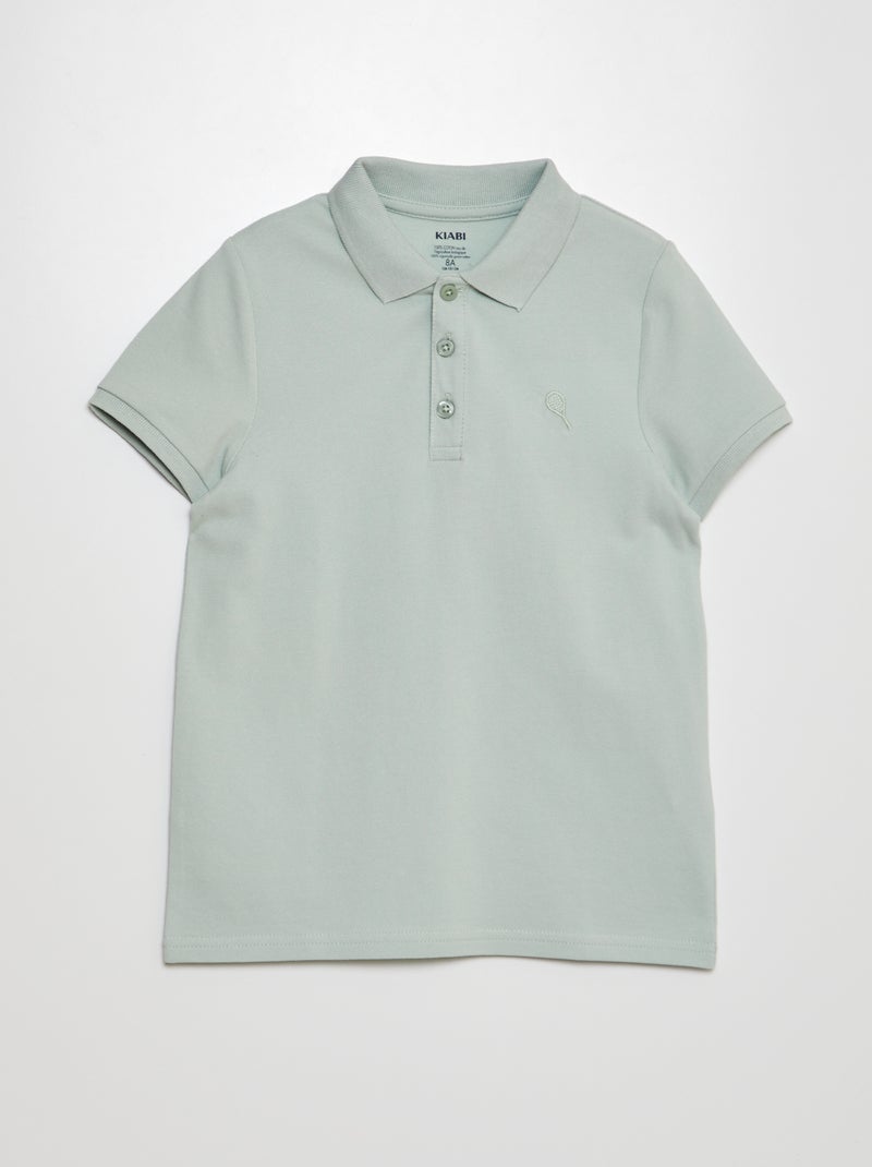 Polo em piqué de algodão VERDE - Kiabi