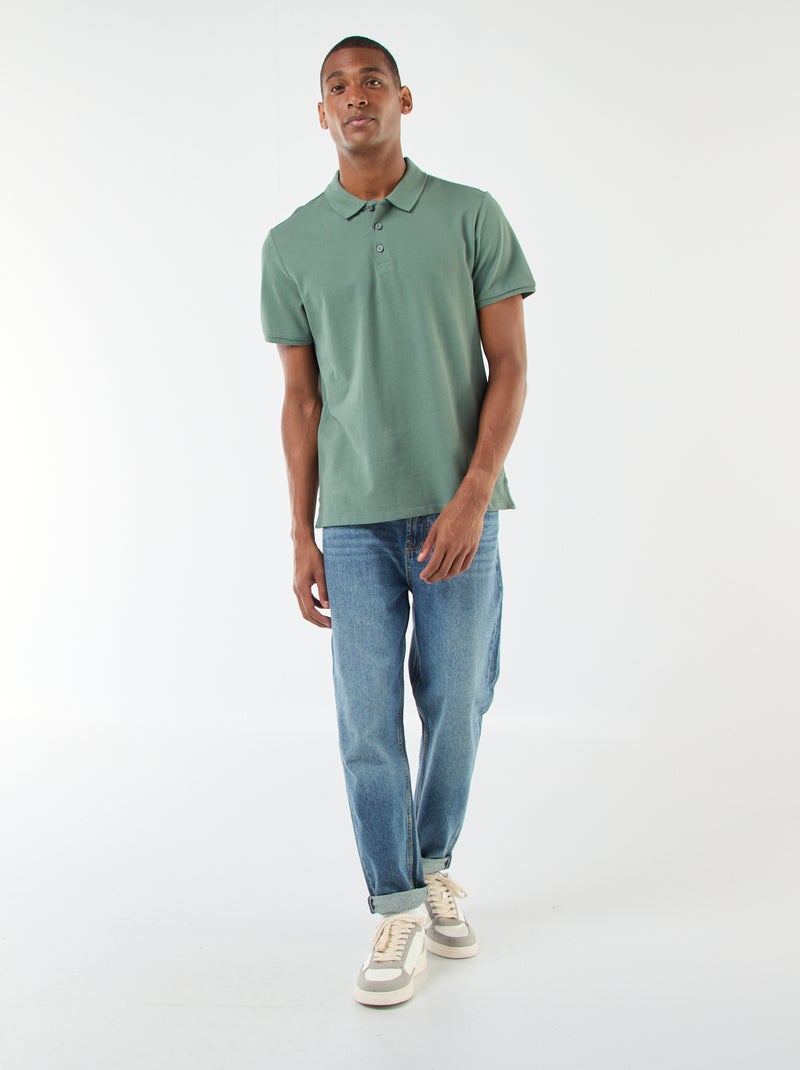 Polo em piqué de algodão Verde - Kiabi
