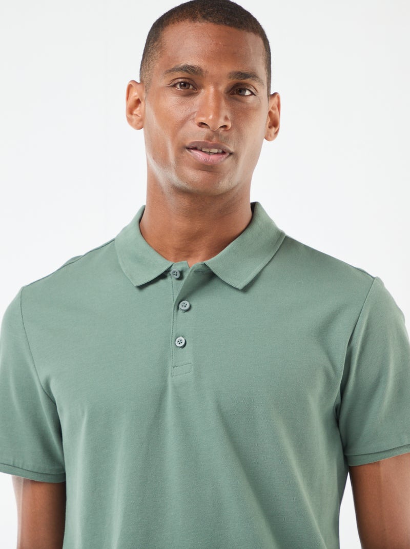 Polo em piqué de algodão Verde - Kiabi