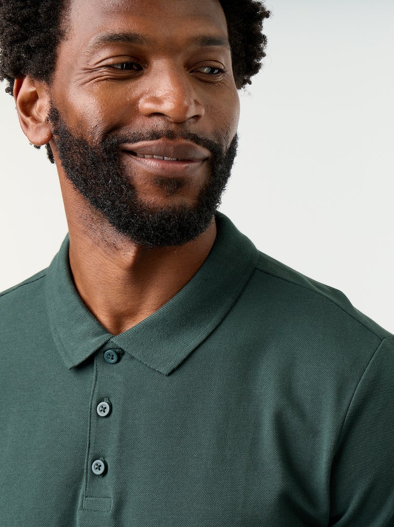 Polo em piqué de algodão Verde - Kiabi
