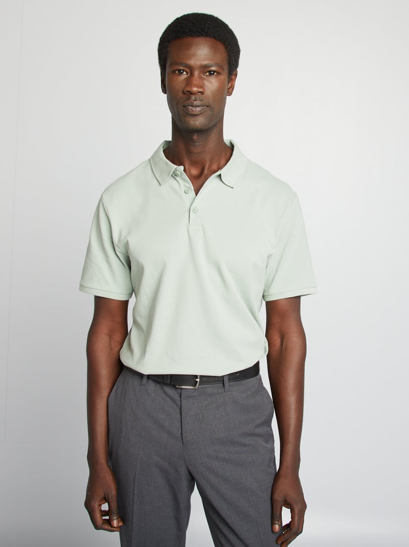 Polo em piqué de algodão VERDE - Kiabi