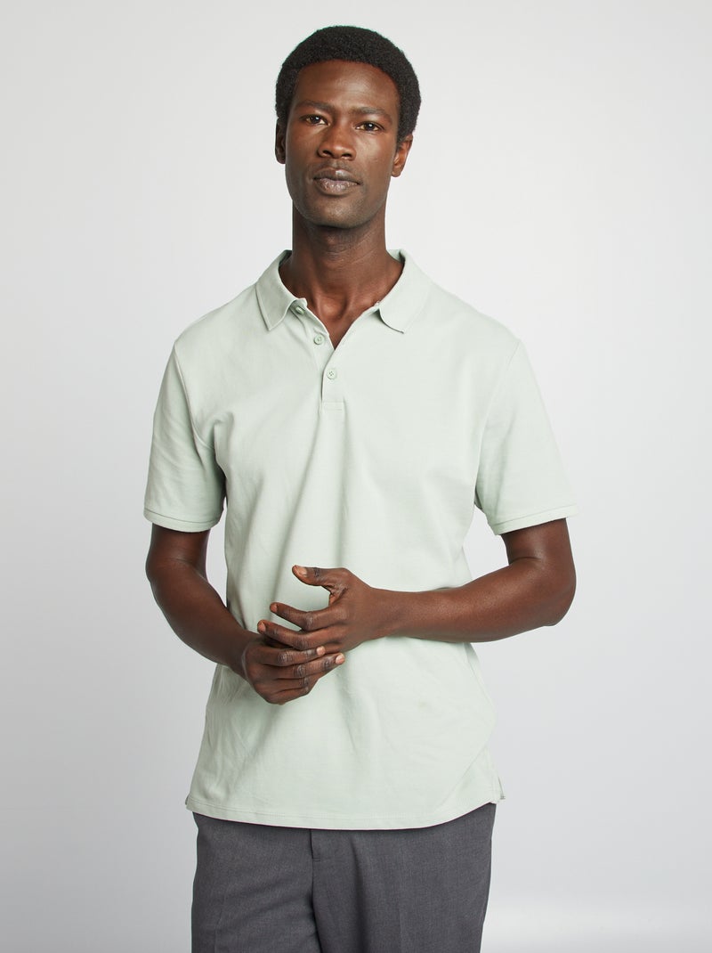 Polo em piqué de algodão VERDE - Kiabi