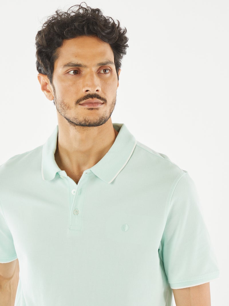 Polo em piqué de algodão Verde - Kiabi